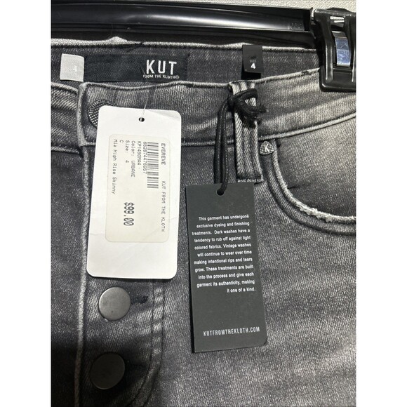 KUT FROM THE KLOTH HIGH RISE MIA SKINNY JEANS BLACK SZ 4 Grey distressed Grunge - Picture 6 of 11